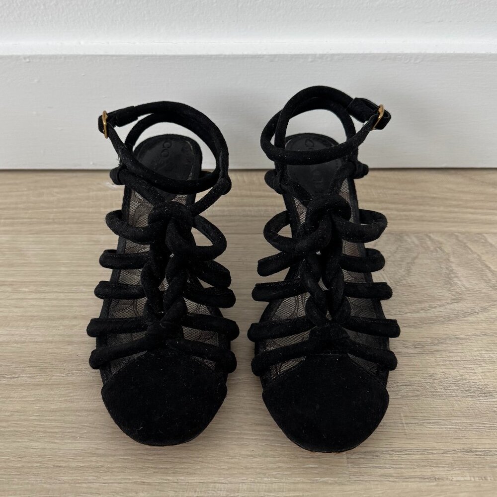Coach black strappy sandal size 5